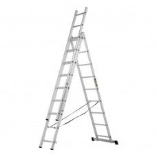 Лестница, 3 х 9 ступеней, алюминиевая, трехсекционная, Сибртех (97819)