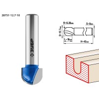 Фреза пазовая галтельная 12.7?10 мм радиус 6.35 мм ЗУБР Профессионал 28751-12.7-10