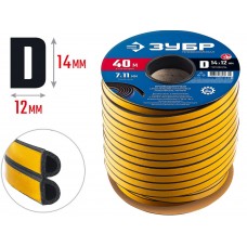 Уплотнитель резиновый самоклеящийся промышленный D-профиль 40 м размер 14?12 мм чёрный ЗУБР Профессионал 40950-14-40_z01