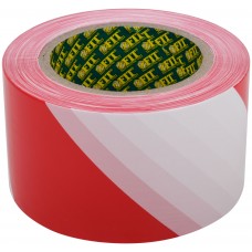 Лента сигнальная (красно-белая) 70 мм х 200 м (11854)