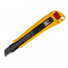 Нож, 18 мм, сменное лезвие, SK4, корпус из цинкового сплава + TPR, торцевой зажим Denzel (78904)