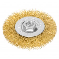 Щетка для УШМ, 100 мм, М14, плоская, латунированная витая проволока Matrix (74650)