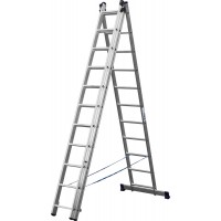 Лестница трехсекционная алюминиевая 11 ступеней, со стабилизатором СИБИН 38833-11