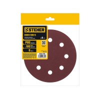 Круг шлифовальный на липучке STEHER DWH-180-S 180 мм Р80 8 отв. 5 шт. 35682-080  