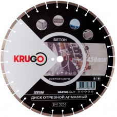 Диск алмазный для бетона, лазерная сварка 450x25.4x40x3.8x10mm KRUGO (LCB18A)
