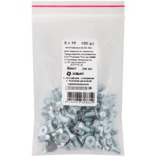 Винт с потайной головкой с полной резьбой оцинкованный DIN 965 5х10 100 шт Фасовка (27771-0)