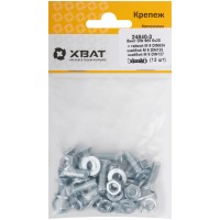 Комплект: Винт DIN965 6х20, с гайкой М6 DIN934, шайбой М 6 DIN125, шайбой М 6 DIN127 (фасовка 12шт.) (24840-3)