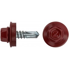 Шурупы кровельные со сверлом 5,5 х 19, красный RAL-3011 100шт. Фасовка (23570-0)