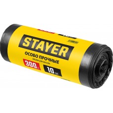 Мешки мусорные строительные HEAVY DUTY, 300 л, 10 шт, черные, особопрочные STAYER 39157-300