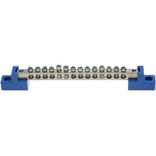 Шина СВЕТОЗАР нулевая на 2-х угловых изоляторах, макс. ток 100А, 5мм, 14 отв. (49808-14)