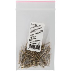 Шурупы желтопассированные, универсальные 3 х 25 100 шт Фасовка (21125-0)