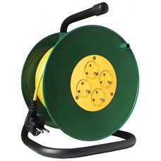 Удлинитель силовой на катушке, 4 гнезда, с заземлением, СОЮЗ ПВС (3х1,5 мм) 3500 Вт, 30 м (83199)