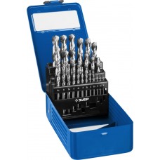 Набор сверл по металлу в мет. боксе 1-13 мм 25 шт сталь Р6М5 класс А ЗУБР ПРОФ-А Профессионал 29625-H25