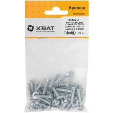 Комплект: Винт DIN965 4х20, с гайкой М4 DIN934, шайбой М 4 DIN125, шайбой М 4 DIN127 (фасовка 25шт.) (24832-3)