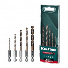 KRAFTOOL НЕХ-1/4?, 5 шт, набор сверл по металлу для винтовёртов и шуруповертов IMPACT READY (29652-H5)