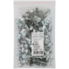 Шурупы кровельные оцинк. некрашеные, со сверлом М6,3 х 32 100шт. Фасовка (23125-0)