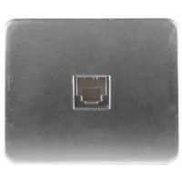 Электрическая розетка телефонная одинарная, без вставки и рамки, цвет светло-серый металлик Гамма СВЕТОЗАР SV-54117-SM