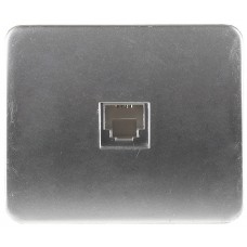 Электрическая розетка телефонная одинарная, без вставки и рамки, цвет светло-серый металлик Гамма СВЕТОЗАР SV-54117-SM