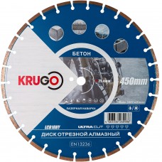 Диск алмазный сегментный по бетону(лазерная наварка) 450x25.4x40x3,6x10mm KRUGO (LCB18HY)