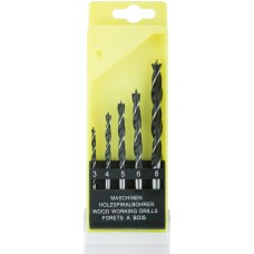 Набор сверл по дереву, пластиковый бокс, 5 шт.(3-4-5-6-8 мм) (36104)