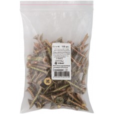 Шурупы желтопассированные, универсальные 6 х 40 100 шт Фасовка (21605-0)