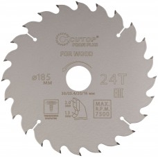 Диск пильный по дереву с тефлоновым покрытием 24Т, CUTOP Profi plus, 185 х 1,3/2,0 х 30/25,4/20/16 мм (75-18524Т)