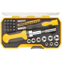 Отвертки реверсивная и для точных работ, набор 41 шт., пластиковый прорезиненный кейс (56385)