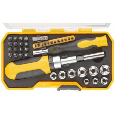 Отвертки реверсивная и для точных работ, набор 41 шт., пластиковый прорезиненный кейс (56385)