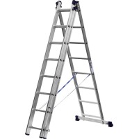 Алюминиевая трехсекционная лестница 8 ступеней со стабилизатором СИБИН 38833-08