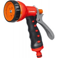 Поливочный пистолет T-7, 7 режимов, курок сзади, пластиковый с TPR GRINDA 8-427185