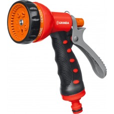 Поливочный пистолет T-7, 7 режимов, курок сзади, пластиковый с TPR GRINDA 8-427185