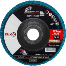 Круг лепестковый торцевой 125 х 22.23 P60 KRUGO Циркониевый Тип 2 (KDBYL12560Z)