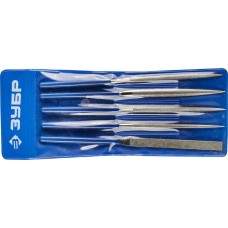 Набор надфилей алмазных 140?75 мм 5 предметов P 140 в пакете PVC ЗУБР 33386-140-H5