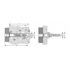 Дюбель универсальный с шурупом 6 х 52 мм, 12 шт, с бортиком ЗУБР 4-301206-06-052