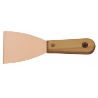 Шпатель малярный широкий 100 мм BeCu ручка деревянная искробезопасный 204E-1004, HORTZ