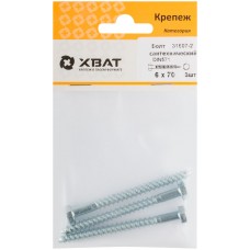 Болт сантехнический 6х70 мм DIN 571, 3 шт 31607-2