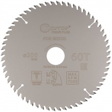 Диск пильный по дереву с тефлоновым покрытием 60Т, CUTOP Profi plus, 200 х 1,5/2,2 х 32/30/25,4/20 мм (75-20060Т)