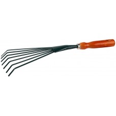 Веерные грабельки 390 мм, углеродистая сталь, с плоскими зубцами, деревянная ручка GRINDA 8-421253_z01