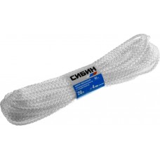 Полипропиленовый шнур 4 мм 20 м вязаный с сердечником белый СИБИН 50254