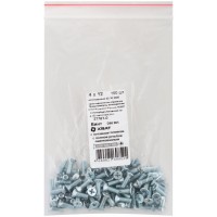 Винт с потайной головкой с полной резьбой оцинкованный DIN 965 4х12 100 шт Фасовка (27761-0)