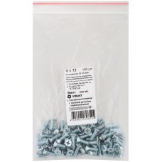 Винт с потайной головкой с полной резьбой оцинкованный DIN 965 4х12 100 шт Фасовка (27761-0)