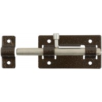 Задвижка накладная усиленная для дверей, круглый ригель, бронза (66680)