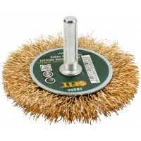 Корщетка-колесо, со штифтом, стальная латунированная волнистая проволока 60 мм (38506)