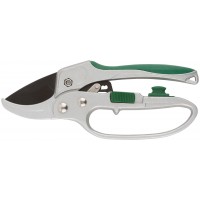 Секатор Профи, храп.механизм, режущ.кромки встык с наковальней, тефл.покр.лезвий, алюм.корпус 200 мм (77097)