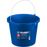 Ведро строительное усиленное 12 л, первичный высокопрочный пластик, с носиком ЗУБР Профессионал 06091-12