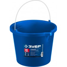 Ведро строительное усиленное 12 л, первичный высокопрочный пластик, с носиком ЗУБР Профессионал 06091-12