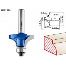 Фреза кромочная калевочная №1 31.8?15 мм радиус 9.5 мм ЗУБР Профессионал 28701-31.8