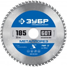 Пильный диск по металлу и металлопрофилю Металлорез, 185 х 30 мм, 60Т ЗУБР Профессионал 36932-185-30-60