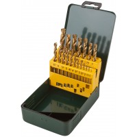 Набор сверл HSS по металлу, титановое покрытие, 19 шт. (1-10 мм), металлический бокс (34219)