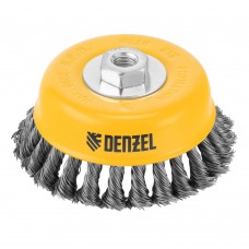 Щетка для УШМ, 125 мм, Чашка, крученая нержавеющая проволока 0.5 мм, М14 Denzel (746273)